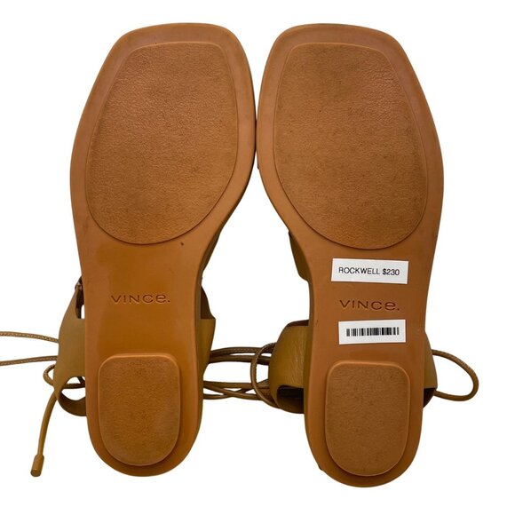 Vince Women’s Tan Leather Stylish Open-Toe Design Lace-Up Sandals Size 5.5M - Picture 9 of 9